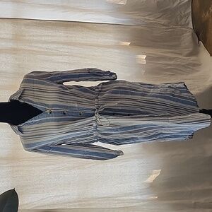 Striped Button-Down Dress with Tie Waist